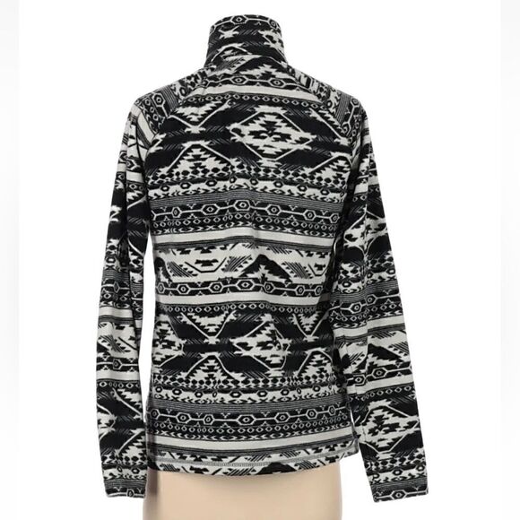 Eddie Bauer black & cream Aztec quarter zip pullover fleece size medium - Picture 3 of 7